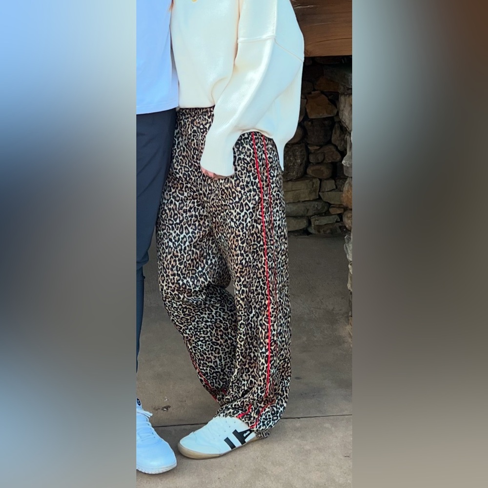 Anthropologie Leopard Print Pants with Red Accent